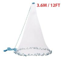 6/8/10/12/16FT Fishing Cast Net Bait Easy Throw Hand Cast Strong Nylon Mesh USA - 3.6M / 12FT