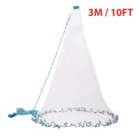 6/8/10/12/16FT Fishing Cast Net Bait Easy Throw Hand Cast Strong Nylon Mesh USA - 3M / 10FT