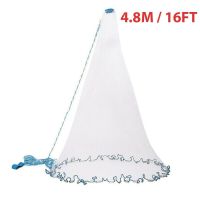 6/8/10/12/16FT Fishing Cast Net Bait Easy Throw Hand Cast Strong Nylon Mesh USA - 4.8M / 16FT