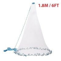 6/8/10/12/16FT Fishing Cast Net Bait Easy Throw Hand Cast Strong Nylon Mesh USA - 1.8M / 6FT