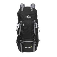 60L Waterproof Foldable Backpack Camping Bag with Rain Cover Black YF