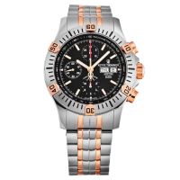 Revue Thommen 16071.6159 Men's 'Air speed' Black Dial Chronograph Day-Date Two-Tone Swiss Automatic Watch - Default Title