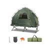 1-Person Folding Camping Tent with Sunshade and Air Mattress - Green