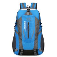 36L Travel Backpack Waterproof Hiking Daypack with Multiple Compartments and Pockets, Nylon Backpack for Camping - Blue
