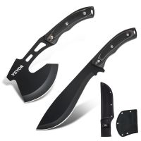 Hunting Knife and Hatchet Axe Combo Set Sheath Fixed Blade Knife Camping - Default