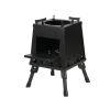 1 Portable Folding Wood Stove, Suitable for Camping and Outdoor Barbecue - Durable Iron, No Need to Light Fire - BK