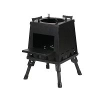 1 Portable Folding Wood Stove, Suitable for Camping and Outdoor Barbecue - Durable Iron, No Need to Light Fire - BK