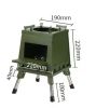 1 Portable Folding Wood Stove, Suitable for Camping and Outdoor Barbecue - Durable Iron, No Need to Light Fire - GN