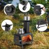 Portable Stove Fire Pit for Outdoor Camping Hiking Traveling - Black - Style B