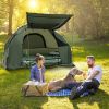1-Person Folding Camping Tent with Sunshade and Air Mattress - Green
