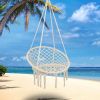 Tassel Cotton Hanging Rope Hammock Chair Swing Round Indoor Outdoor Home Garden Patio - Beige