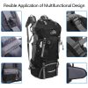 60L Waterproof Foldable Backpack Camping Bag with Rain Cover Black YF