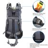 60L Waterproof Foldable Backpack Camping Bag with Rain Cover Black YF
