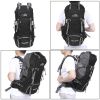 60L Waterproof Foldable Backpack Camping Bag with Rain Cover Black YF