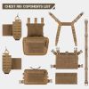 Chest Rig-Tactical Chest Rig Molle Modular Micro Fight Chest Rigs Adjustable&Detachable with 5.56/7.62 Magazine Pouch - Brown