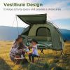 1-Person Folding Camping Tent with Sunshade and Air Mattress - Green