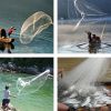 6/8/10/12/16FT Fishing Cast Net Bait Easy Throw Hand Cast Strong Nylon Mesh USA - 1.8M / 6FT