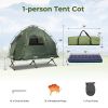 1-Person Folding Camping Tent with Sunshade and Air Mattress - Green